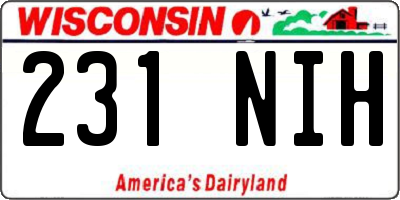 WI license plate 231NIH