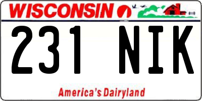 WI license plate 231NIK
