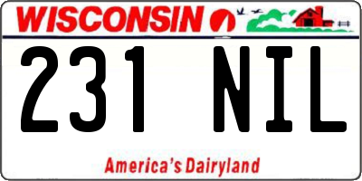 WI license plate 231NIL