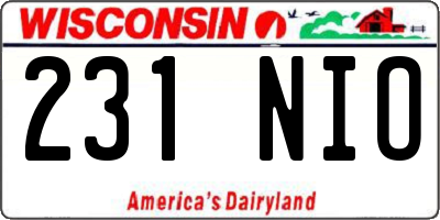 WI license plate 231NIO