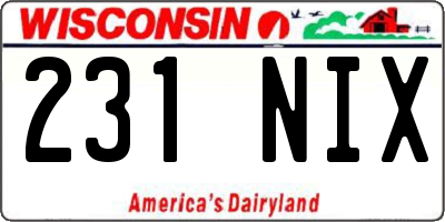 WI license plate 231NIX