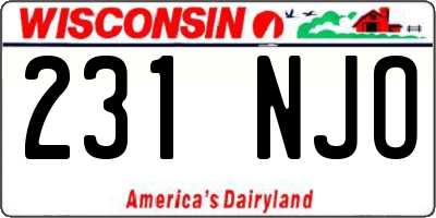 WI license plate 231NJO