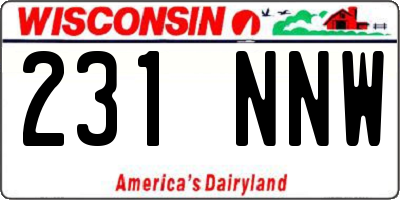 WI license plate 231NNW