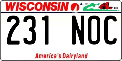 WI license plate 231NOC