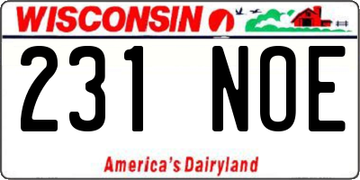 WI license plate 231NOE