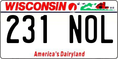 WI license plate 231NOL