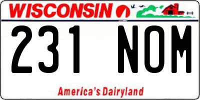 WI license plate 231NOM