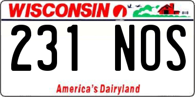 WI license plate 231NOS