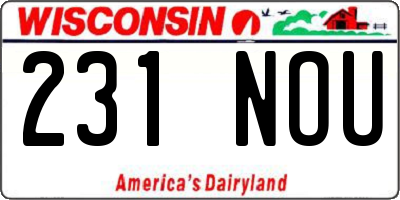 WI license plate 231NOU