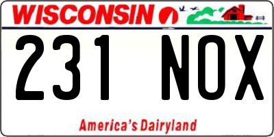 WI license plate 231NOX