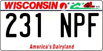 WI license plate 231NPF