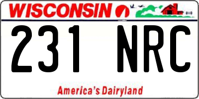 WI license plate 231NRC