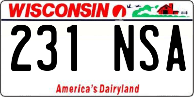 WI license plate 231NSA