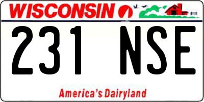 WI license plate 231NSE