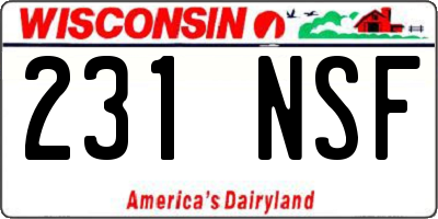 WI license plate 231NSF