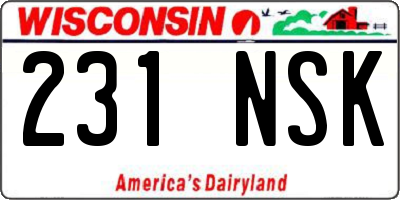 WI license plate 231NSK