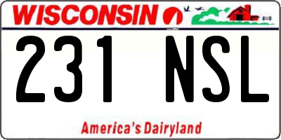 WI license plate 231NSL