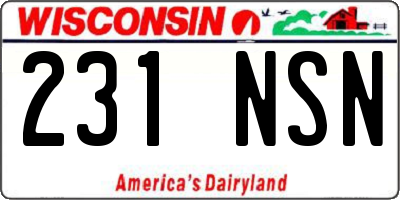 WI license plate 231NSN