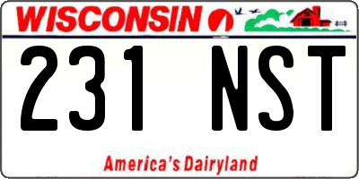 WI license plate 231NST