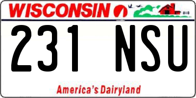 WI license plate 231NSU