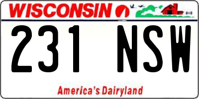 WI license plate 231NSW