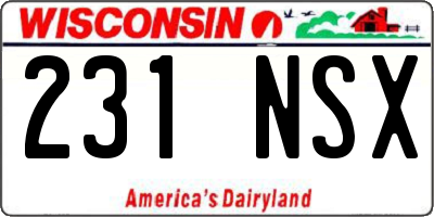 WI license plate 231NSX