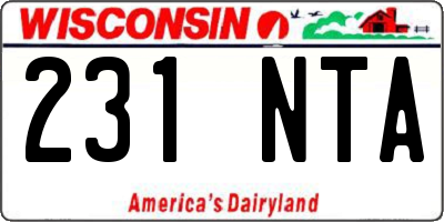 WI license plate 231NTA