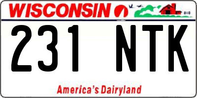 WI license plate 231NTK