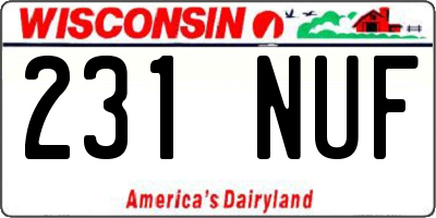 WI license plate 231NUF