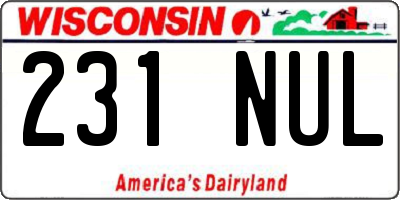 WI license plate 231NUL