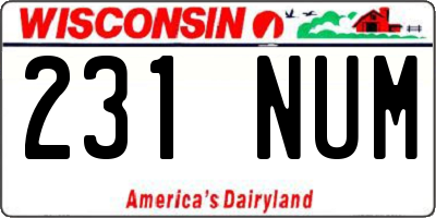 WI license plate 231NUM