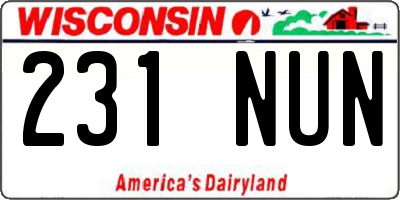 WI license plate 231NUN