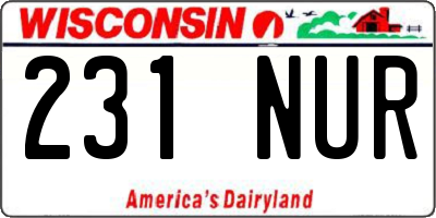 WI license plate 231NUR