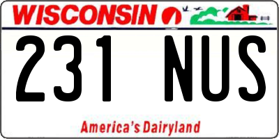 WI license plate 231NUS