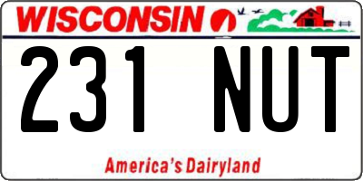 WI license plate 231NUT