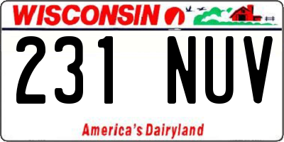 WI license plate 231NUV