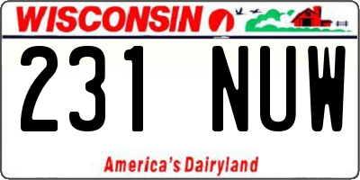 WI license plate 231NUW