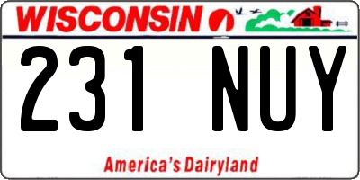 WI license plate 231NUY