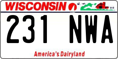 WI license plate 231NWA