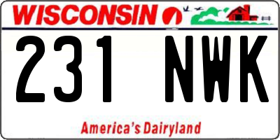 WI license plate 231NWK