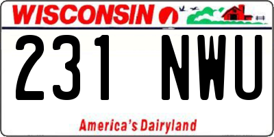 WI license plate 231NWU
