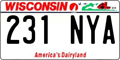WI license plate 231NYA
