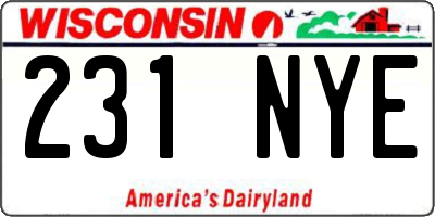 WI license plate 231NYE