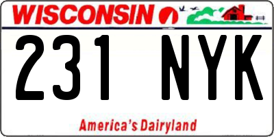 WI license plate 231NYK