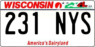 WI license plate 231NYS