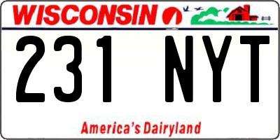 WI license plate 231NYT