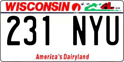 WI license plate 231NYU