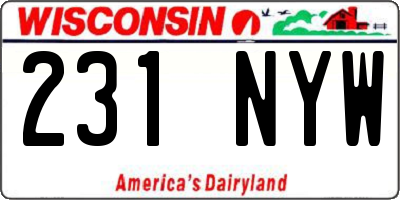 WI license plate 231NYW