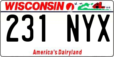 WI license plate 231NYX