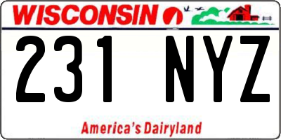 WI license plate 231NYZ
